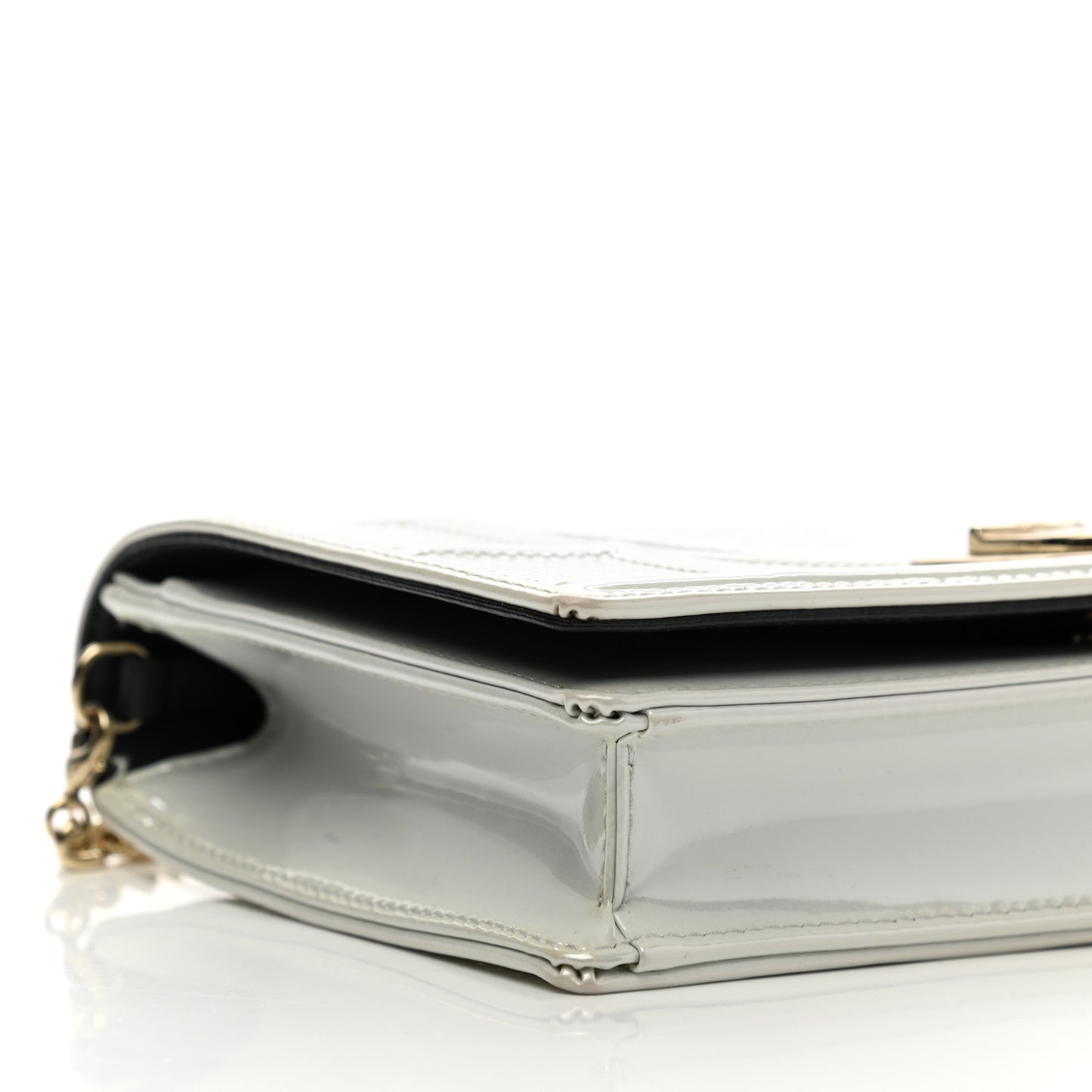 Patent Micro-Cannage Diorama Wallet on Chain Pouch White