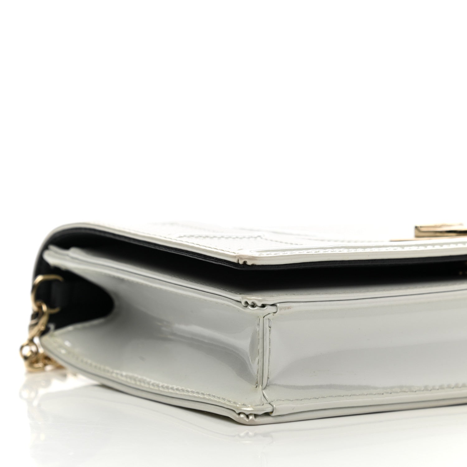 Christian Dior Patent Micro-Cannage Diorama Wallet on Chain Pouch White 9 of 15