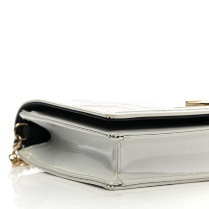 Christian Dior Patent Micro-Cannage Diorama Wallet on Chain Pouch White 9 of 15