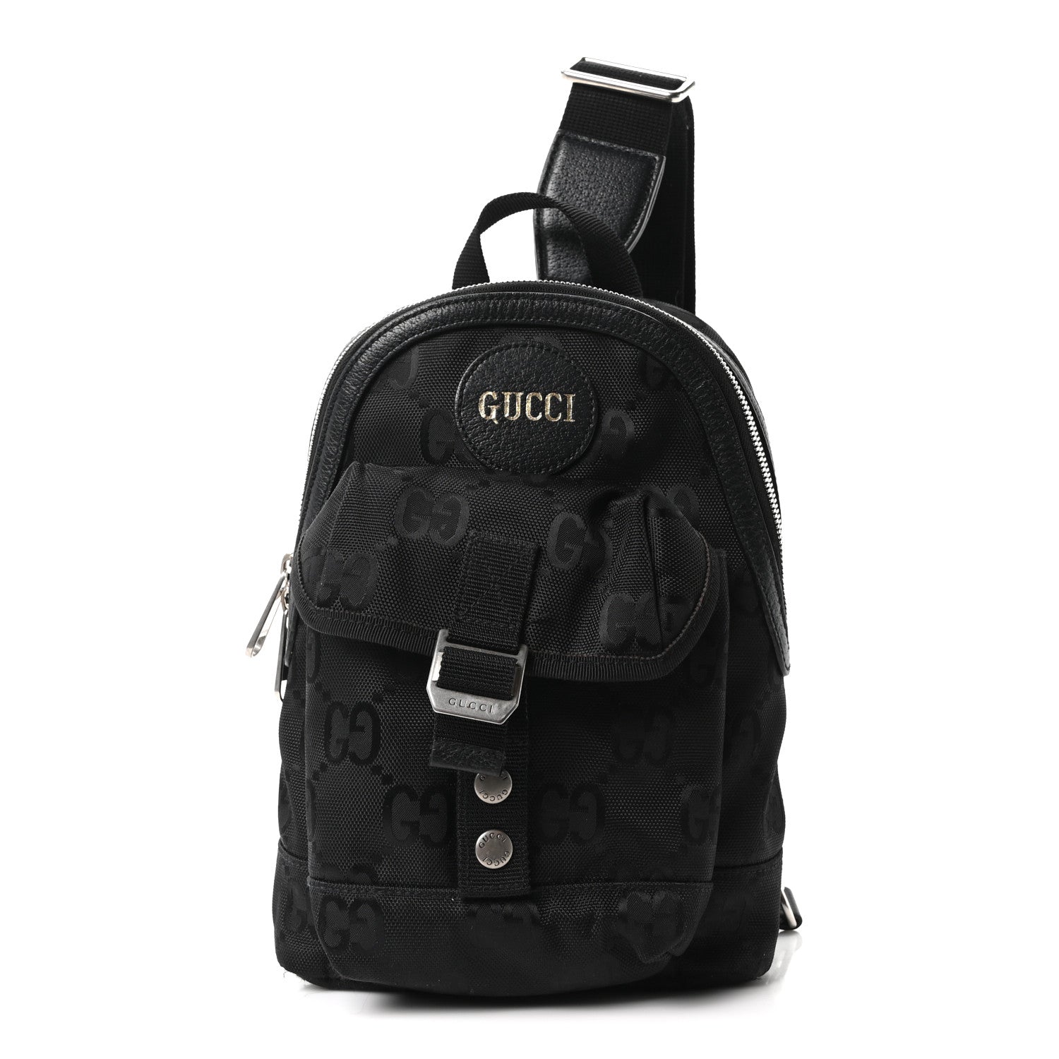 Gucci Econyl Nylon Monogram Off The Grid Sling Backpack Black 1 of 10