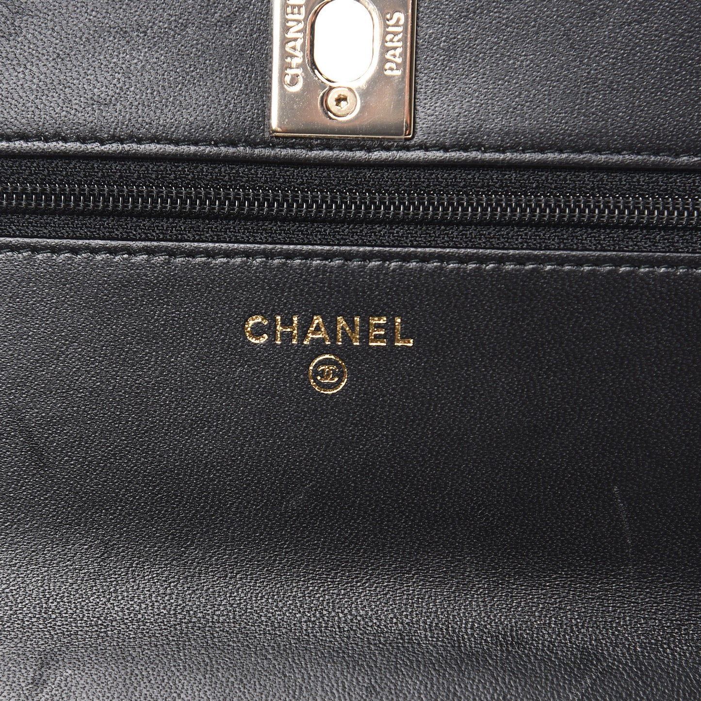 Lambskin Quilted Trendy CC Wallet On Chain WOC Black