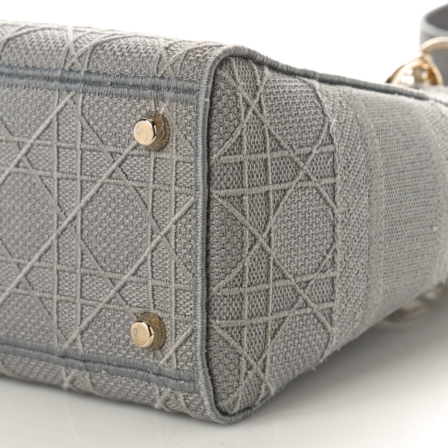 Christian Dior Canvas Embroidered Cannage Medium Lady D-Lite Gray 8 of 10