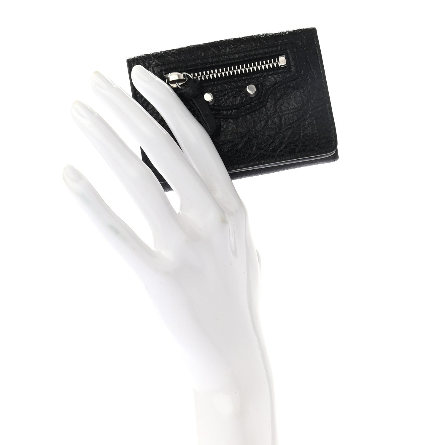 Balenciaga Agneau Classic Silver Hardware Mini Wallet Black 2 of 6