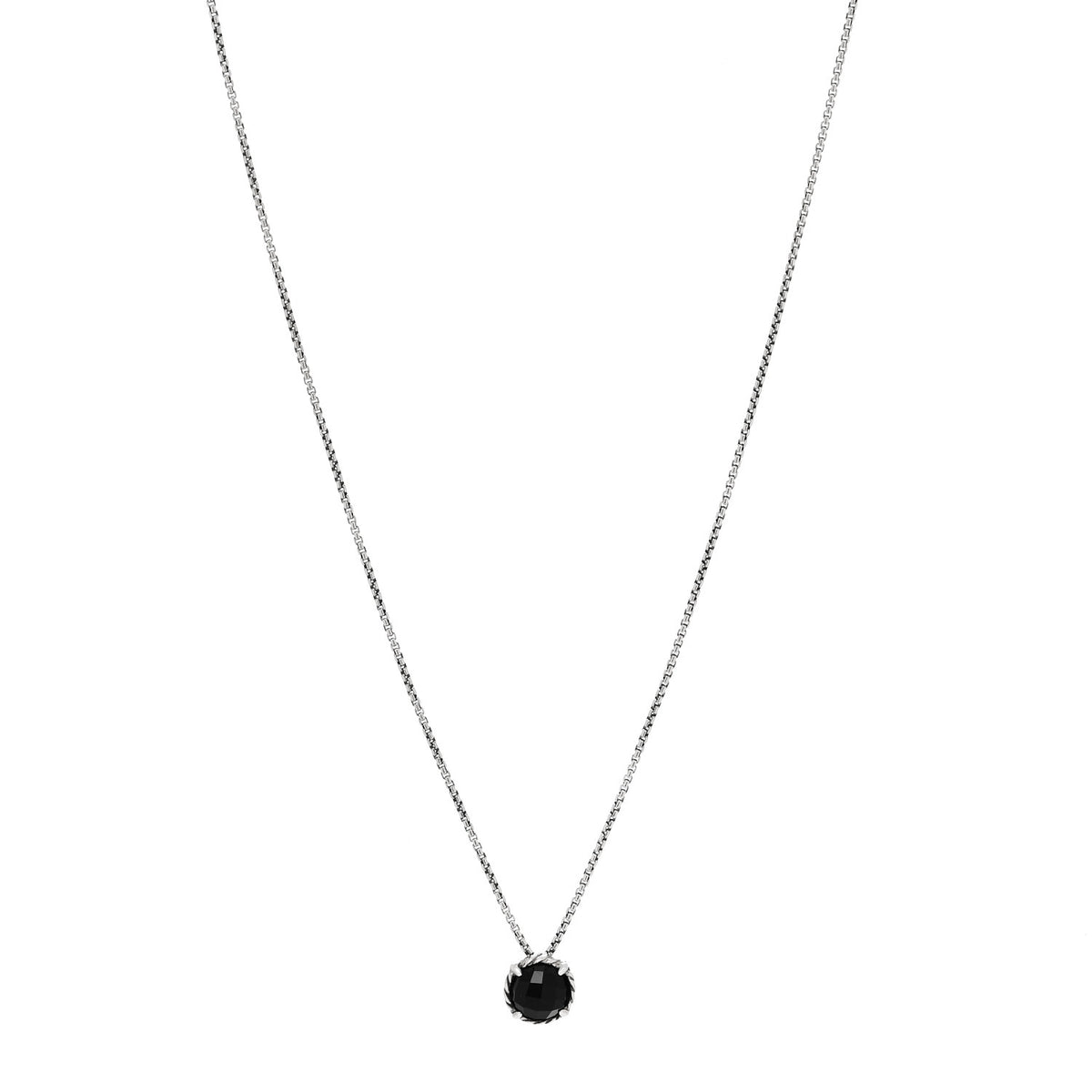 David Yurman Sterling Silver Black Onyx 8mm Petite Chatelaine Pendant Necklace 1 of 5