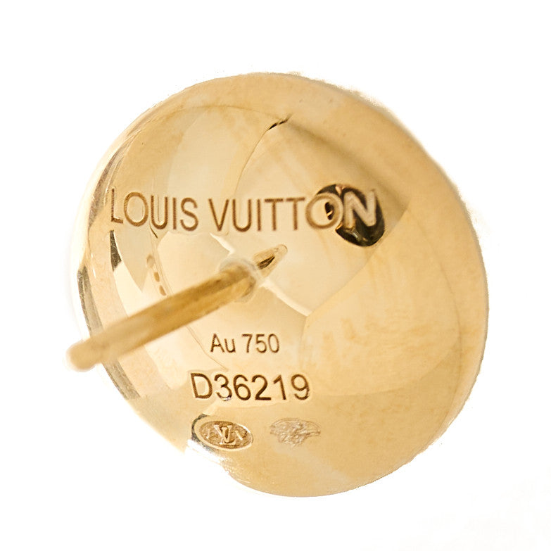 Louis Vuitton 18K Yellow Gold Diamond White Agate Color Blossom BB Star Stud Earrings 4 of 5