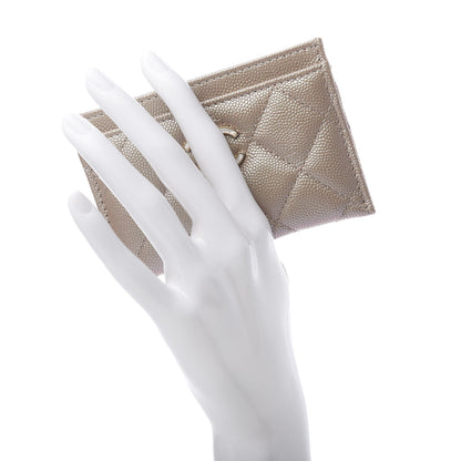 Chanel Iridescent Caviar Quilted Card Holder Beige 2 of 9