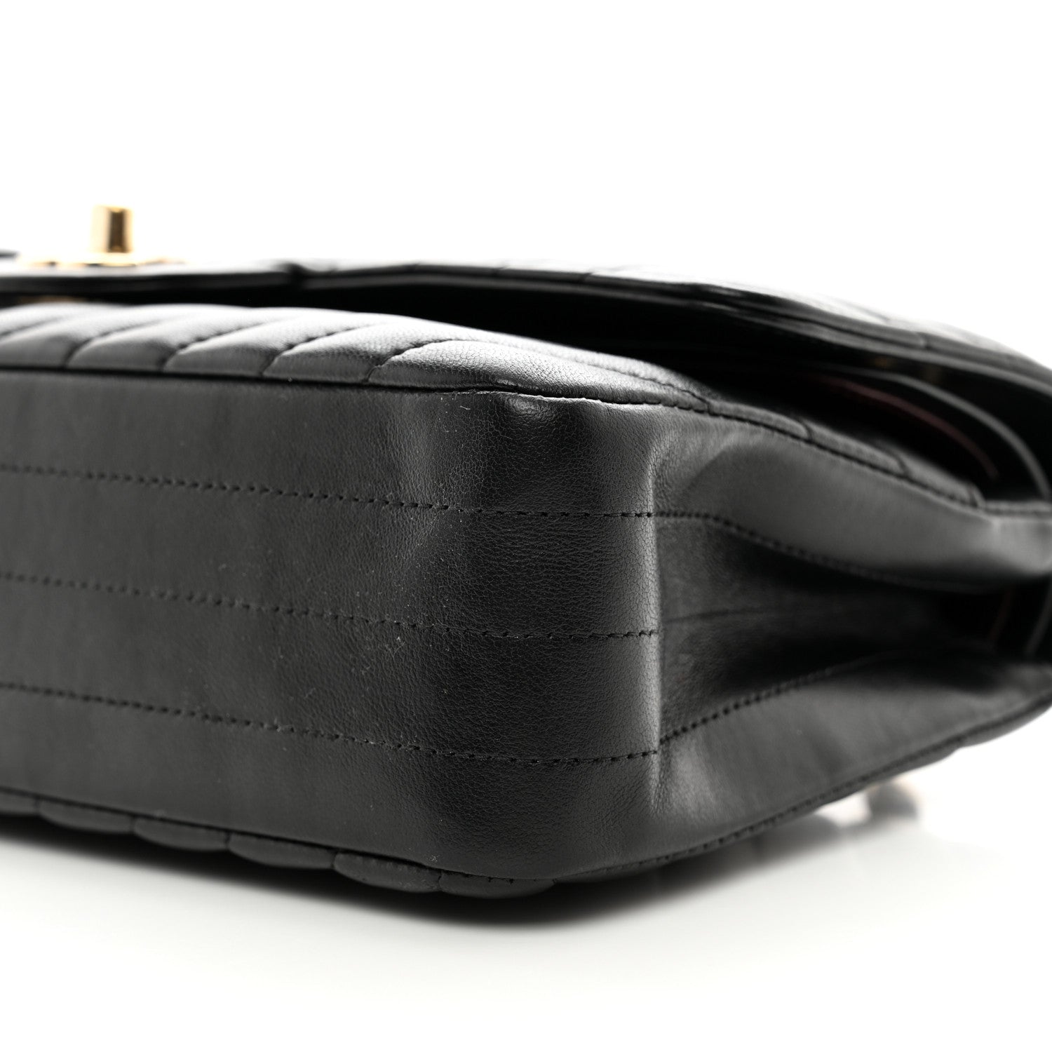 Chanel Lambskin Chevron Quilted Medium Double Flap Black 10 of 11