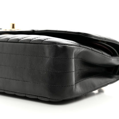 Chanel Lambskin Chevron Quilted Medium Double Flap Black 10 of 11