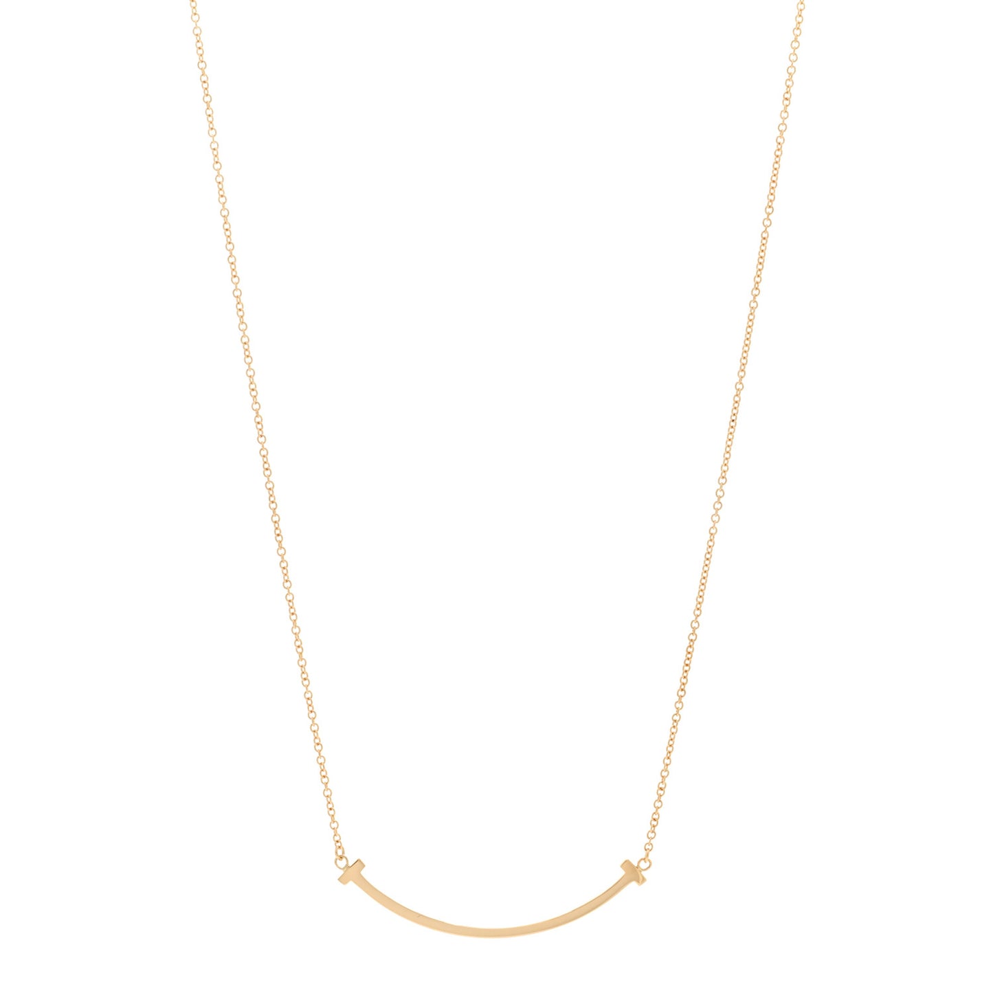18K Yellow Gold Small T Smile Pendant Necklace