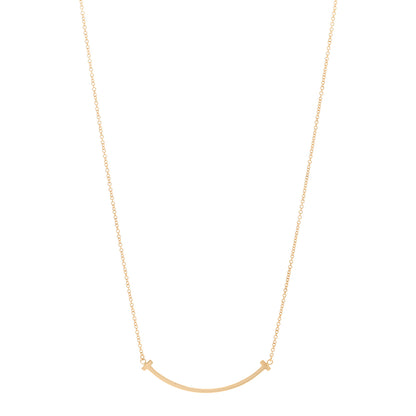Tiffany 18K Yellow Gold Small T Smile Pendant Necklace 1 of 5