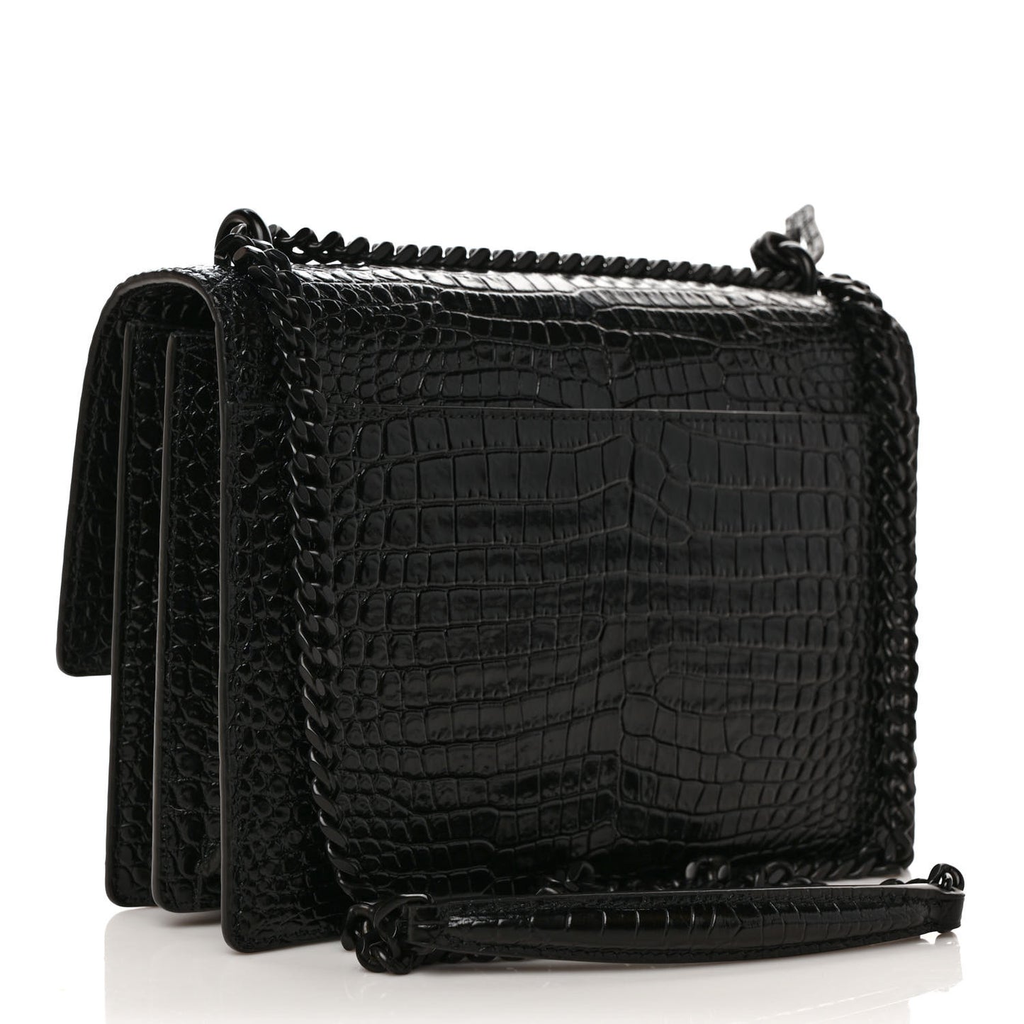 Calfskin Crocodile Embossed Medium Monochrome Monogram Sunset Black