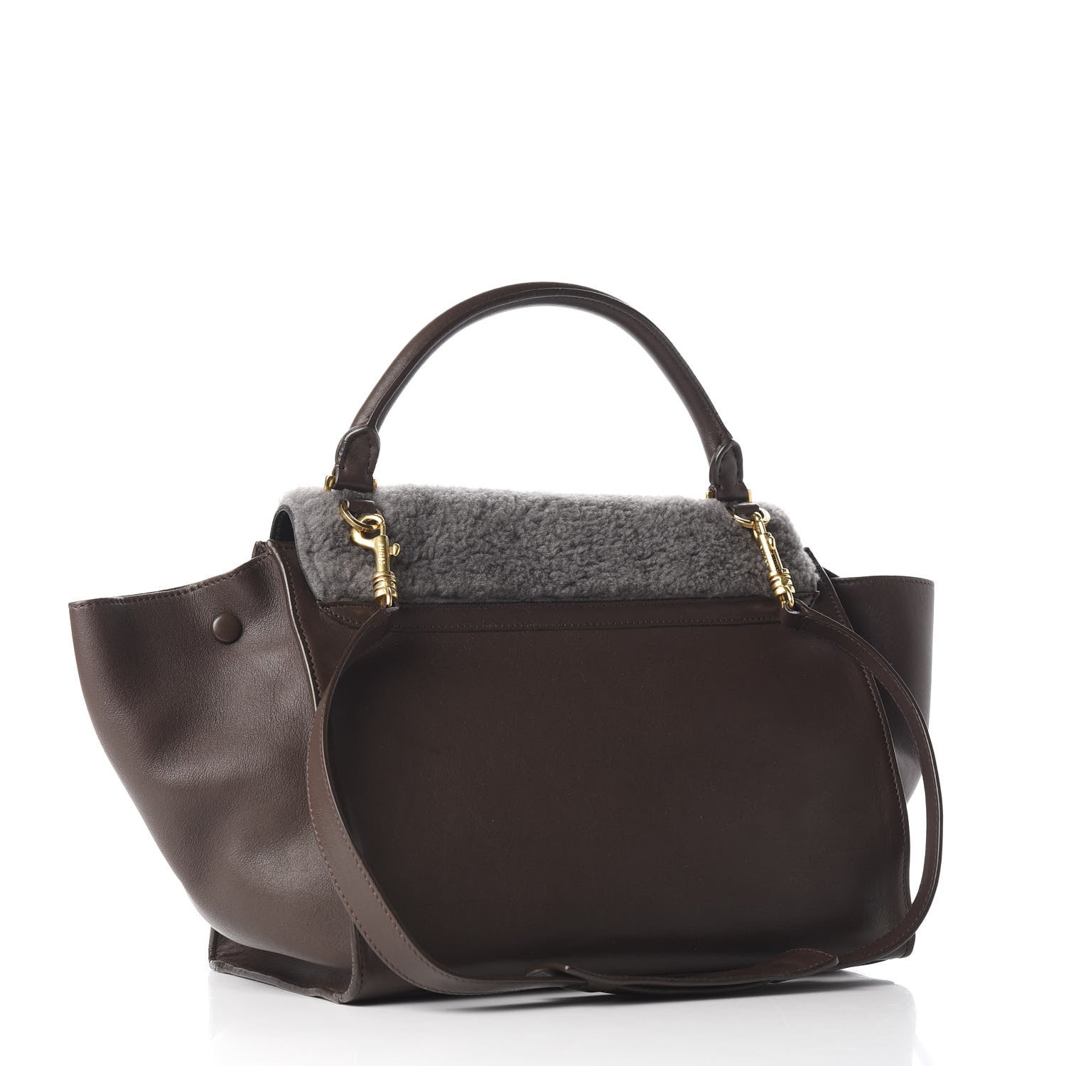Celine Shearling Calfskin Medium Trapeze Grey 2 of 9
