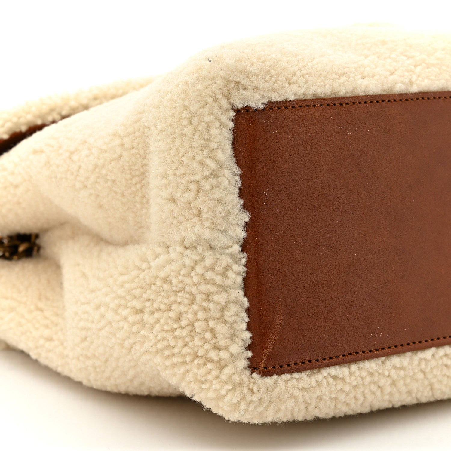 Saint Laurent Shearling Medium Loulou Shoulder Bag Natural 11 of 19