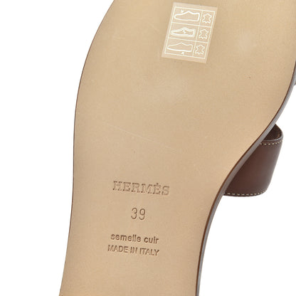 Hermes Box Calfskin Oran Sandals 39 Gold 10 of 14