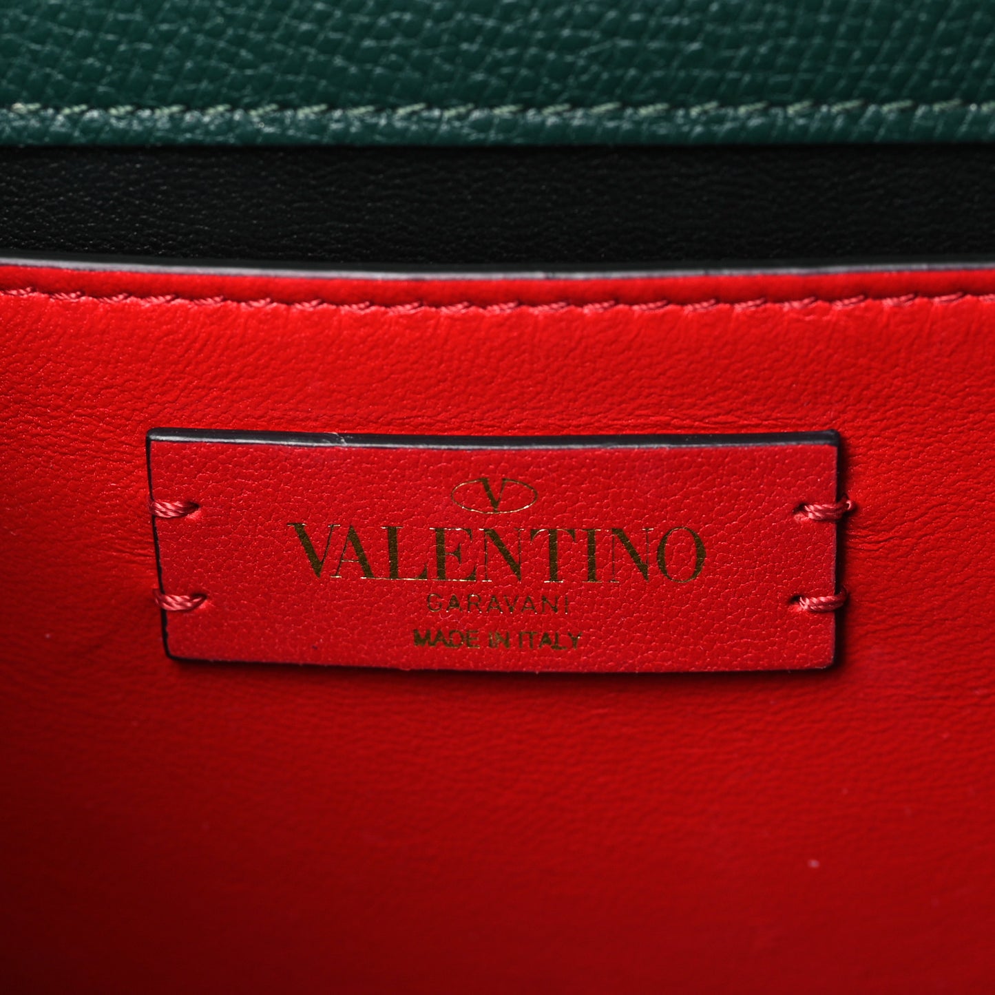 Grainy Calfskin Small VSling Shoulder Bag English Green