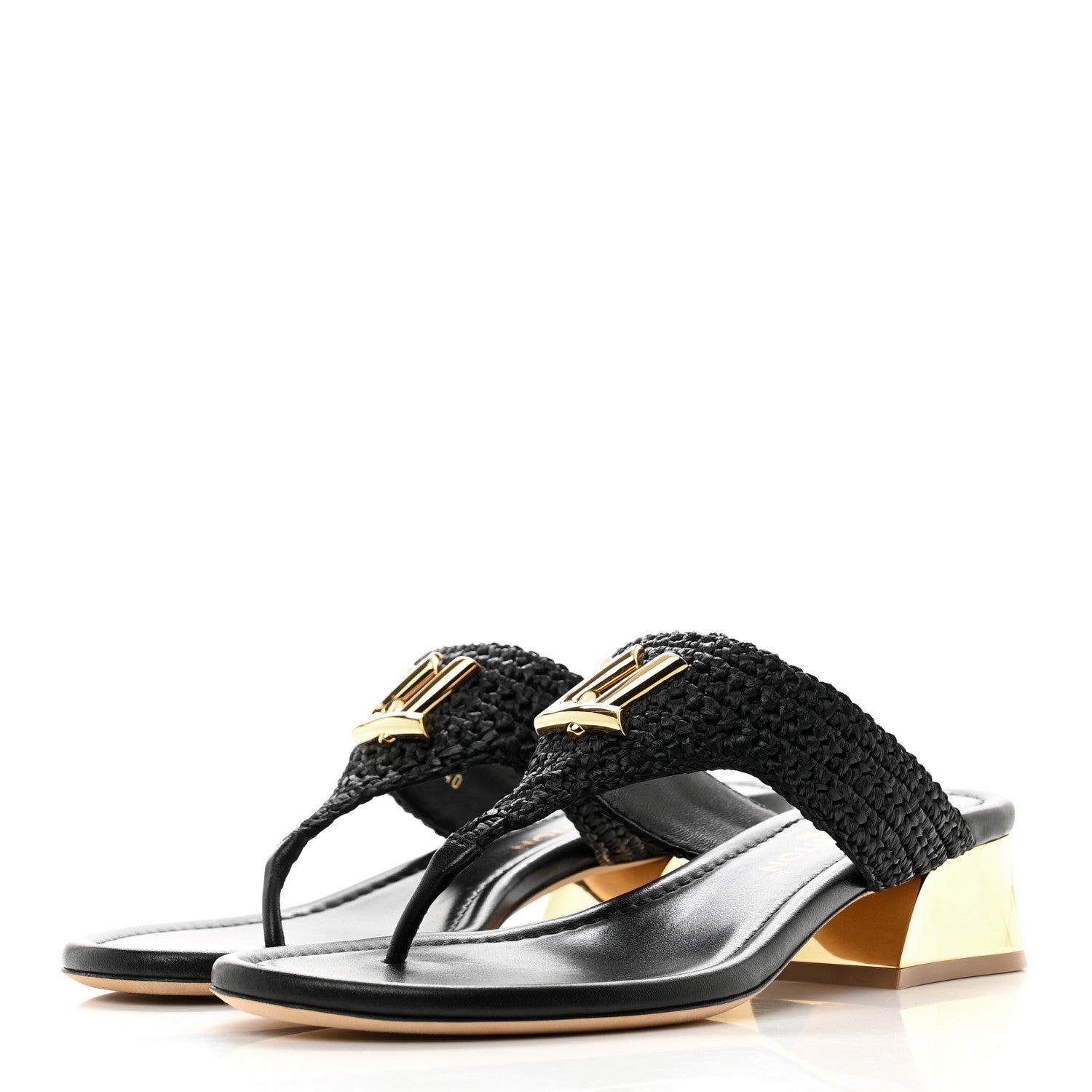 Louis Vuitton Raffia Dita Thong Sandal 40 Black 3 of 9