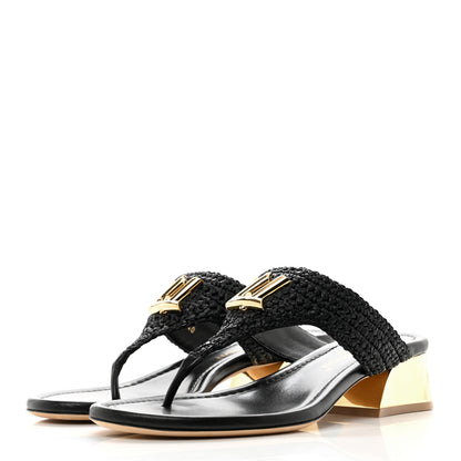Louis Vuitton Raffia Dita Thong Sandal 40 Black 3 of 9