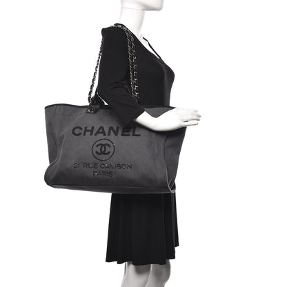 Chanel Canvas Sequin Large Deauville Tote Charcoal 3 of 11