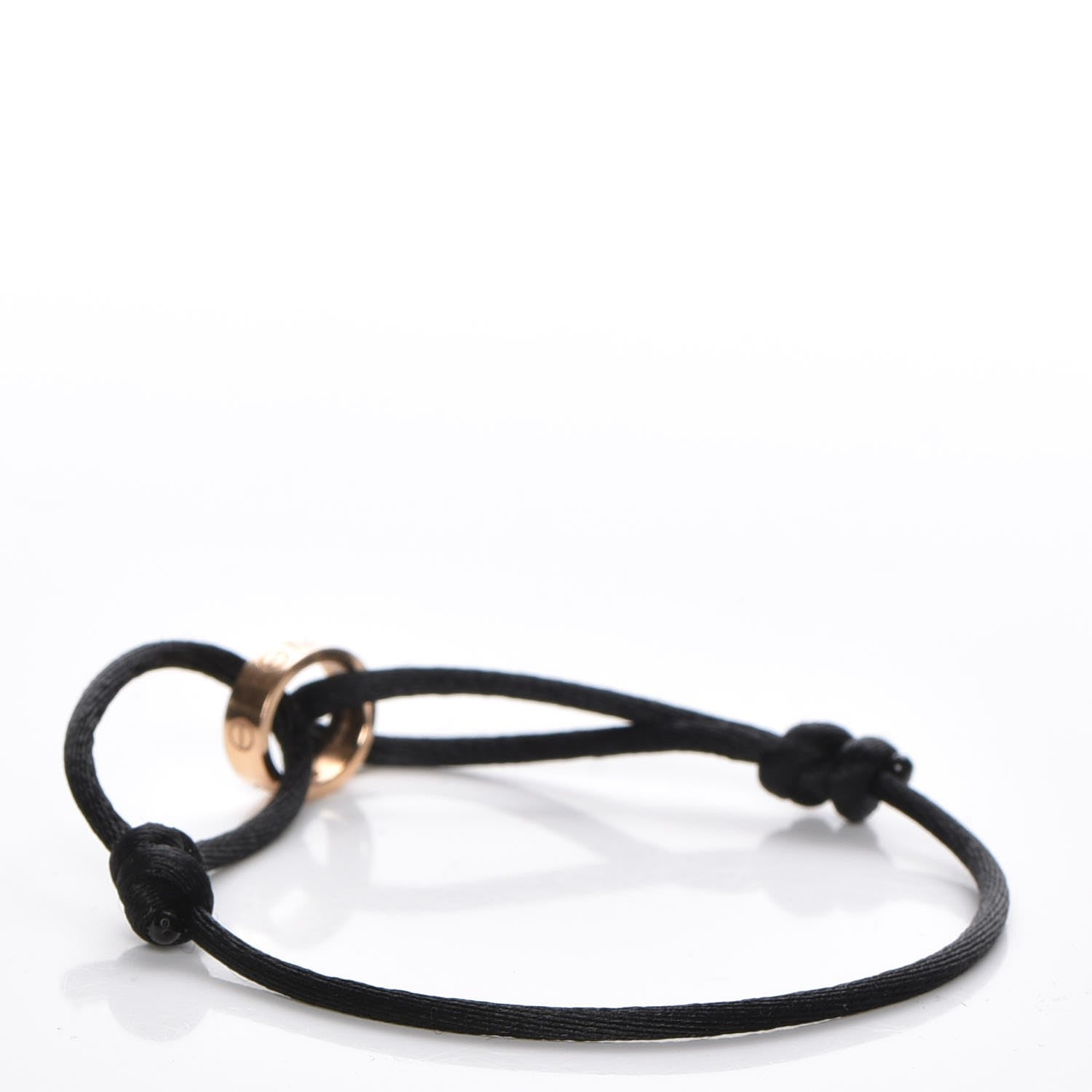 Cartier 18K Yellow Gold Diamond Charity LOVE Adjustable Cord Bracelet Black 3 of 7