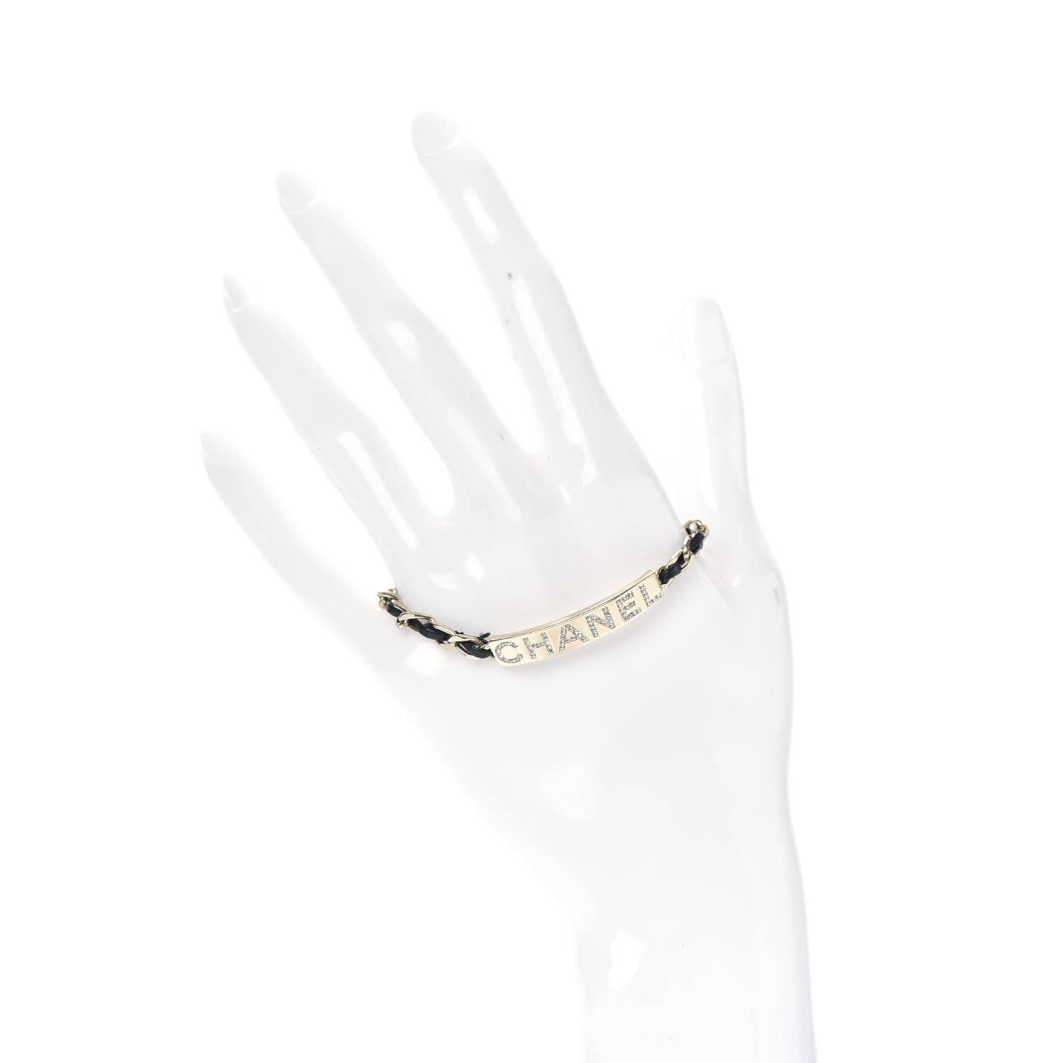 Chanel Metal Lambskin Crystal Sergeant Chanel Bracelet Gold 2 of 4