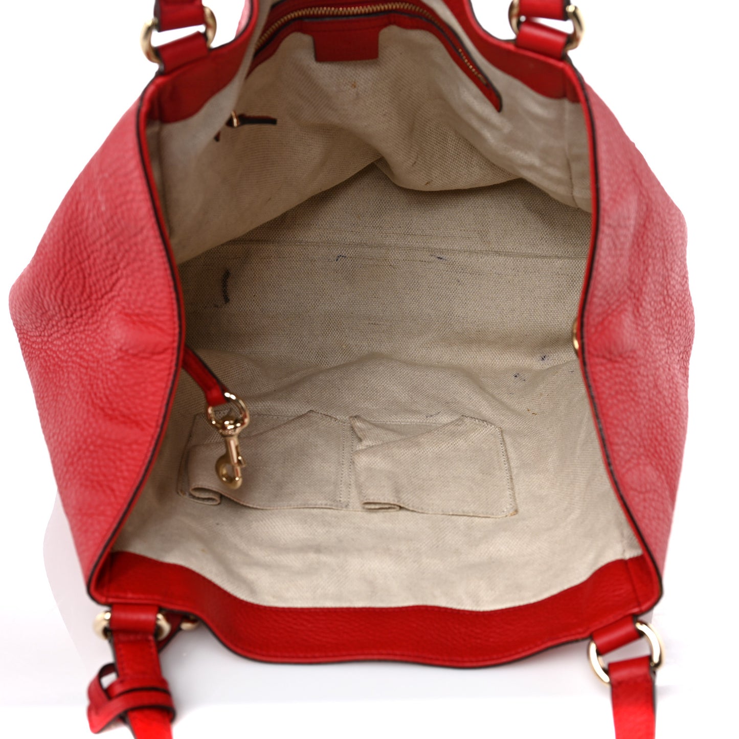 Pebbled Calfskin Medium Soho Shoulder Bag Red