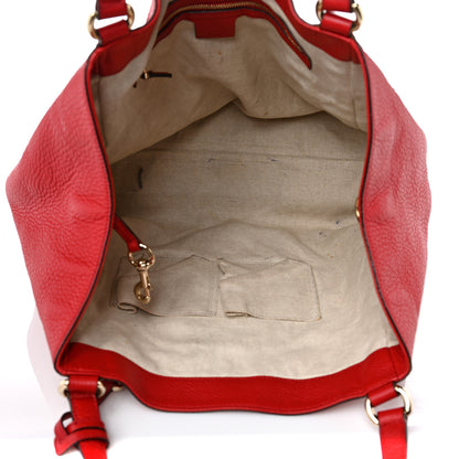 Gucci Pebbled Calfskin Medium Soho Shoulder Bag Red 5 of 13