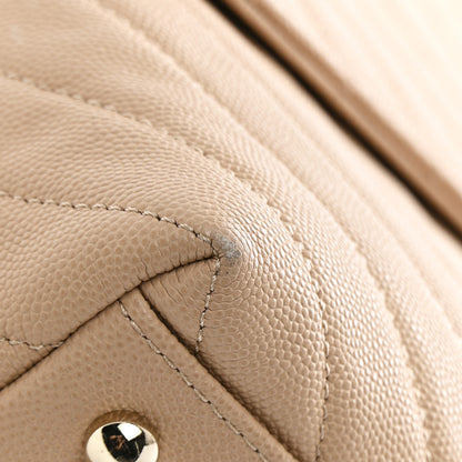 Chanel Caviar Chevron Quilted Medium Coco Handle Flap Beige 25 of 27