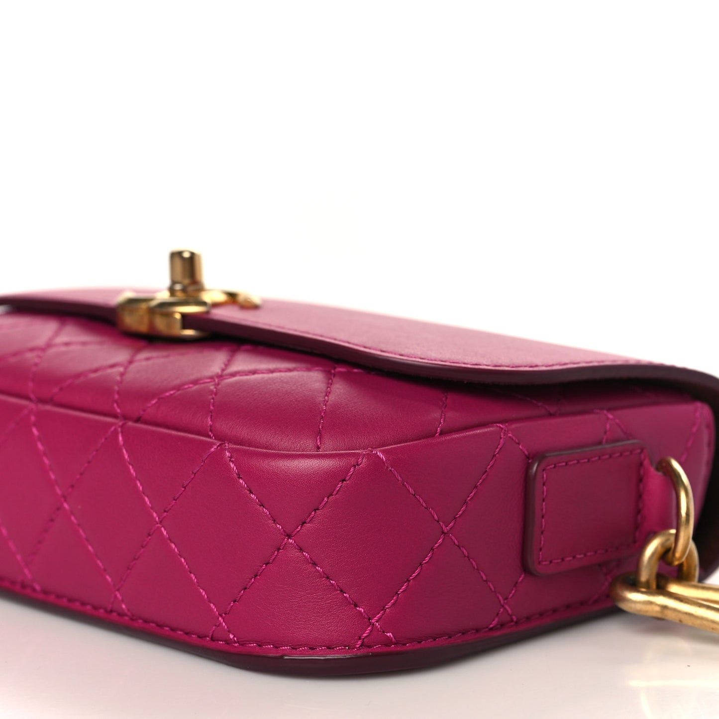 Calfskin Quilted Multi Pouching Flap And Coin Purse Fuchsia