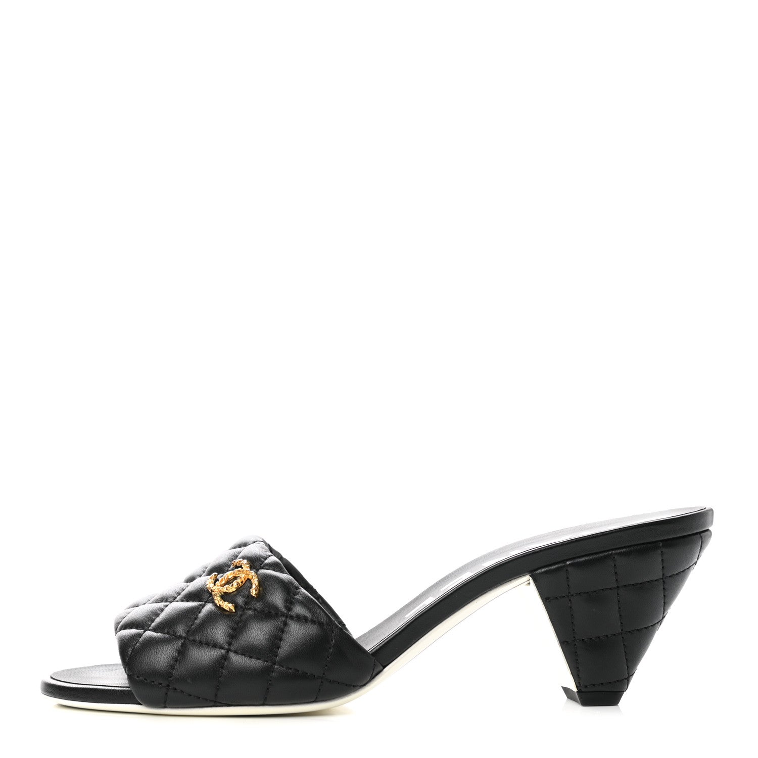 Chanel Lambskin Quilted Textured CC Mules 41 Black 1 of 9