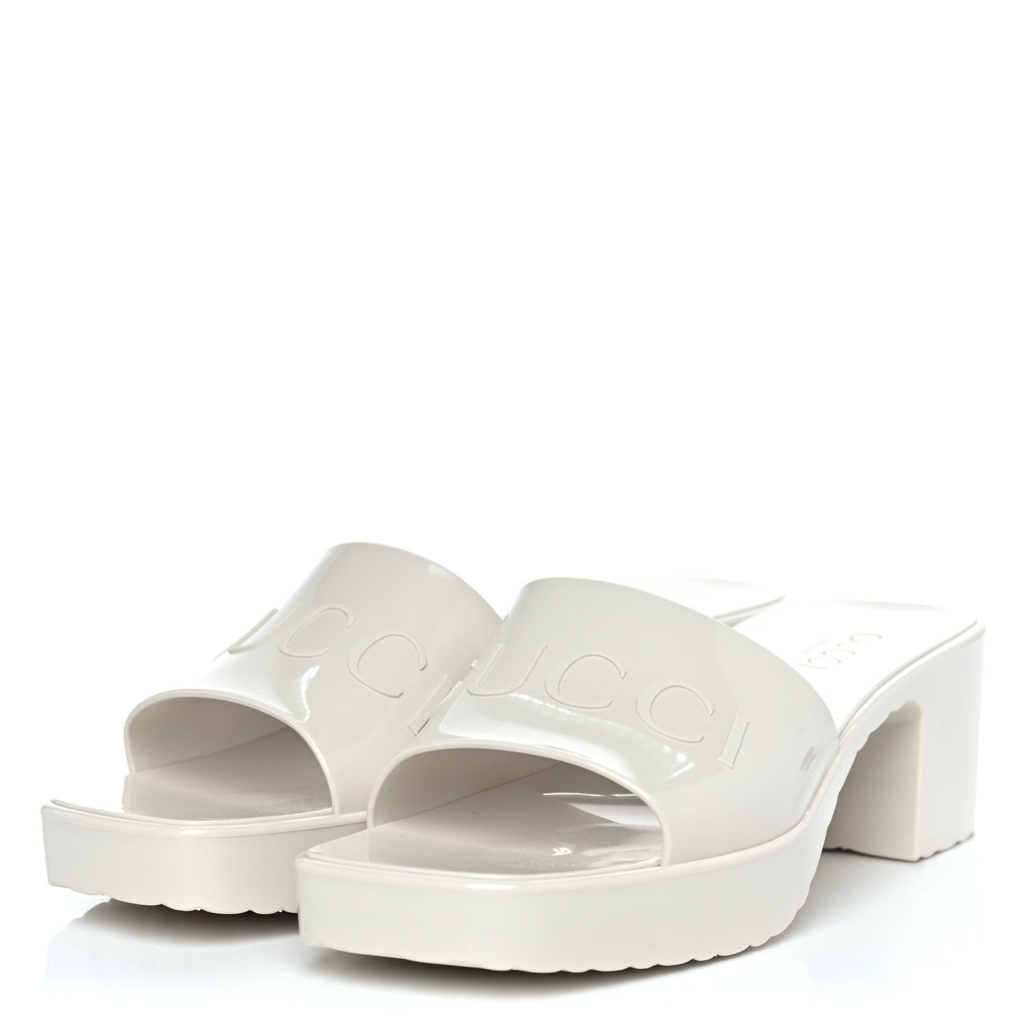 Rubber Gucci Logo Womens Platform 20/60mm Slide Sandals 39 Mystic White