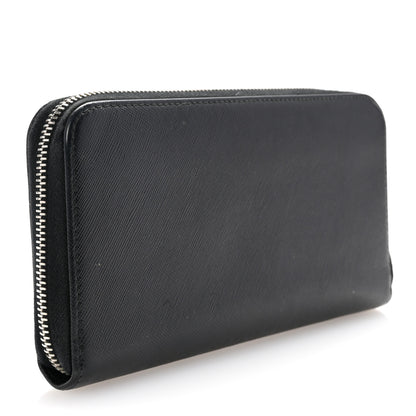 Prada Saffiano Zip Around Wallet Black 3 of 7