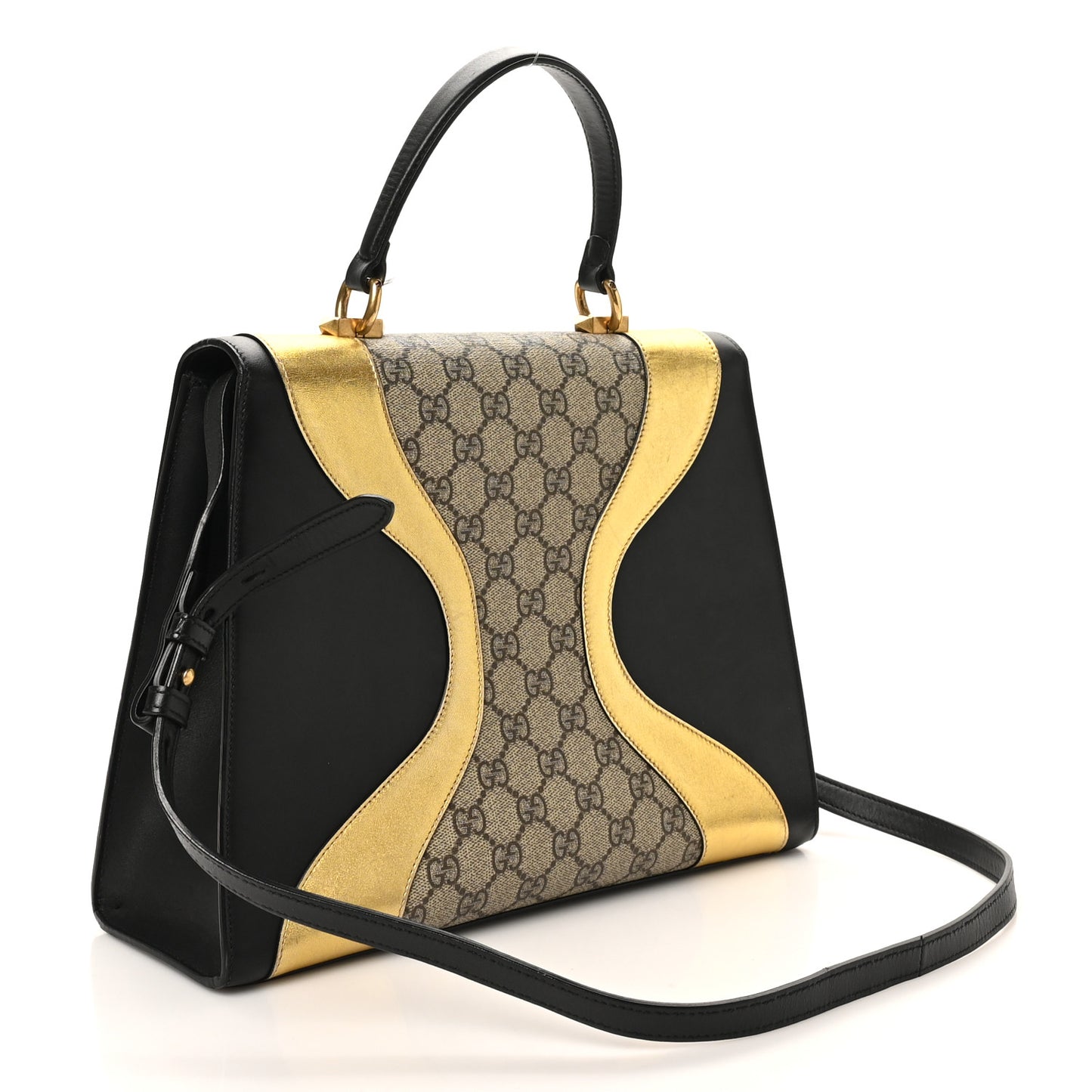 Nappa GG Supreme Monogram Medium Osiride Top Handle Bag Black Oro Vecchio Beige Ebony