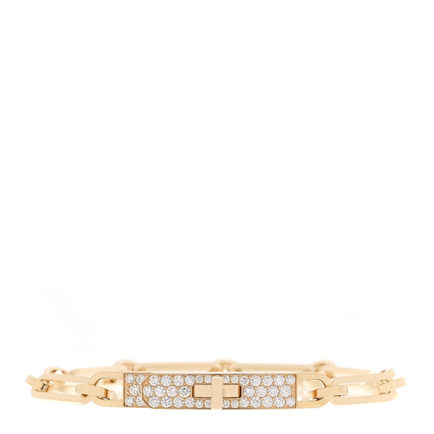 Hermes 18K Yellow Gold Diamond Pave PM Kelly Chaine Bracelet SH 1 of 4