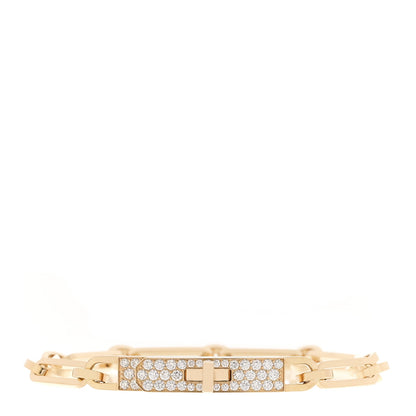 Hermes 18K Yellow Gold Diamond Pave PM Kelly Chaine Bracelet SH 1 of 4