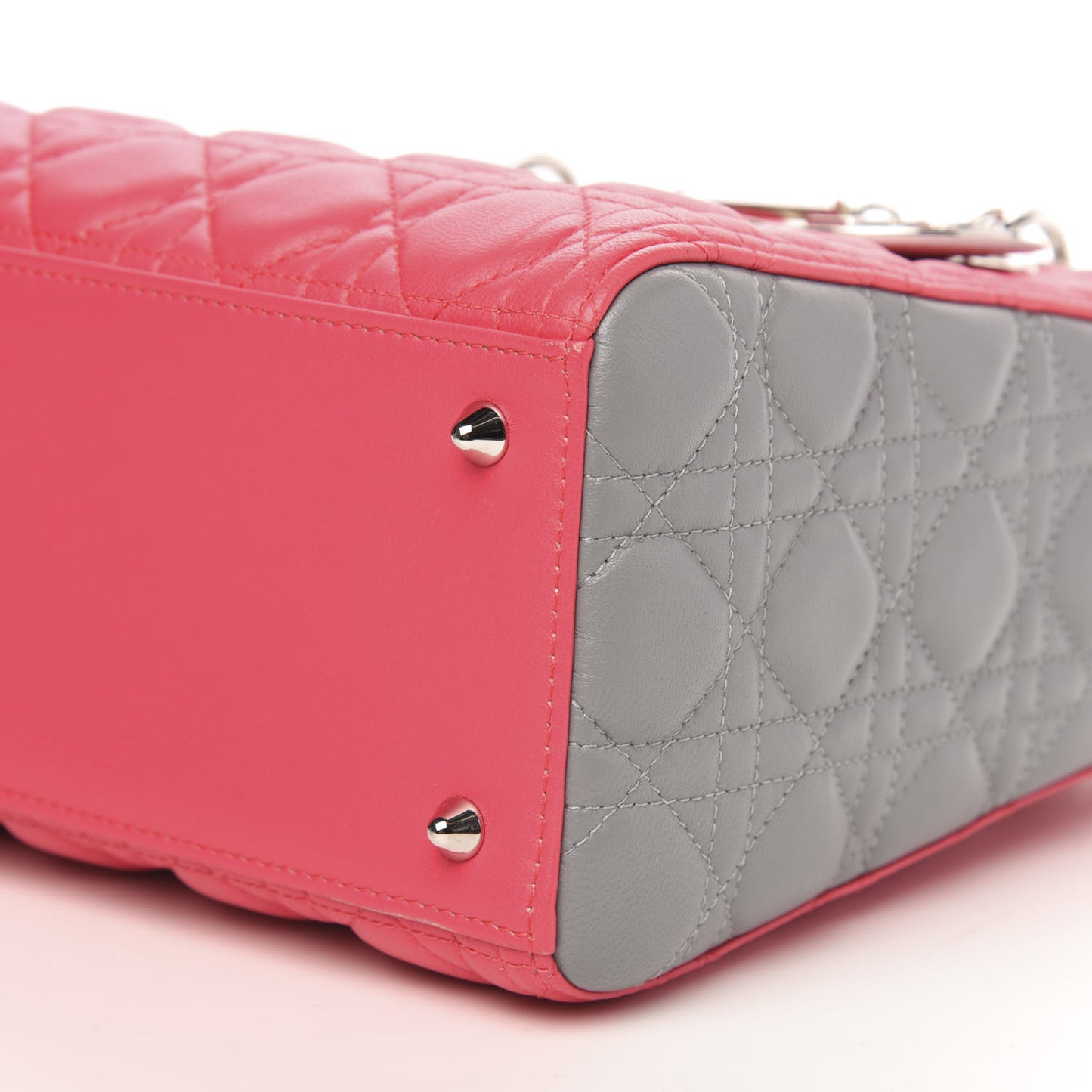Lambskin Cannage Medium Tri-Color Lady Dior Fuchsia