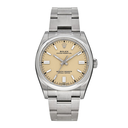 Rolex Stainless Steel 36mm Oyster Perpetual Watch Beige 126000 1 of 5