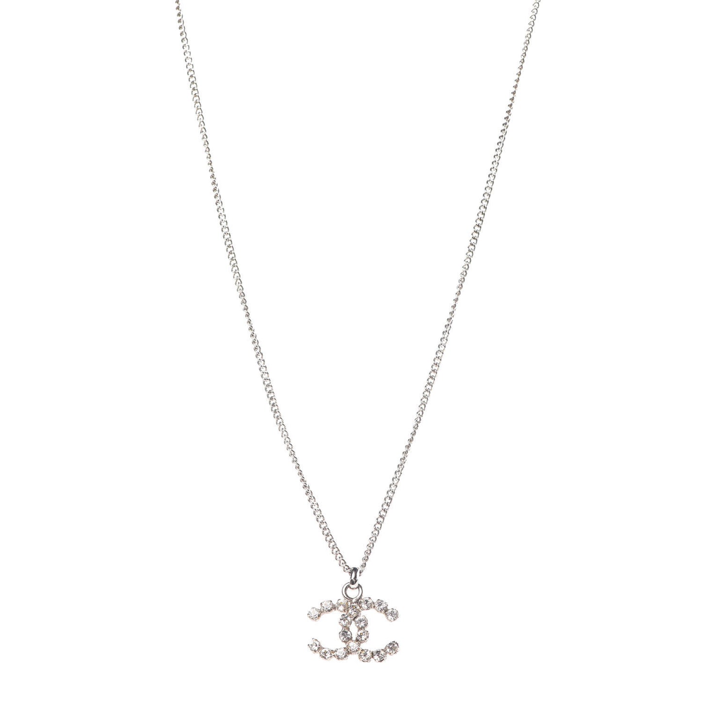 Crystal CC Pendant Necklace Silver
