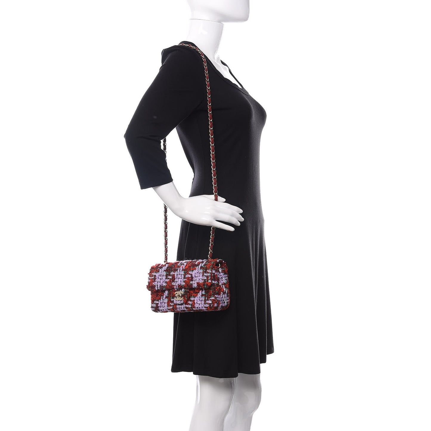 Tweed Quilted Mini Rectangular Flap Red Purple Green