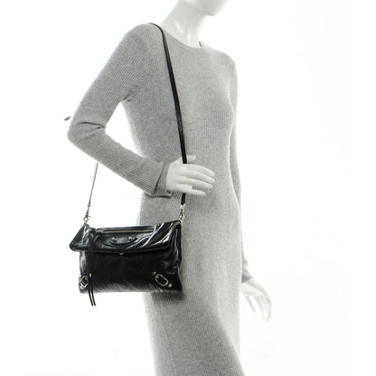 Balenciaga Agneau Classic Silver Hardware Envelope Strap Clutch Black 2 of 7