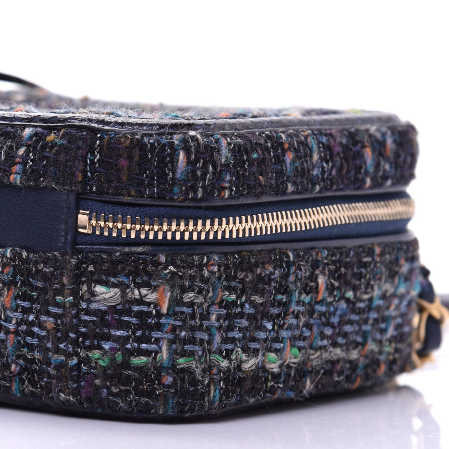 Tweed Snakeskin Quilted Medium CC Filigree Vanity Case Dark Navy