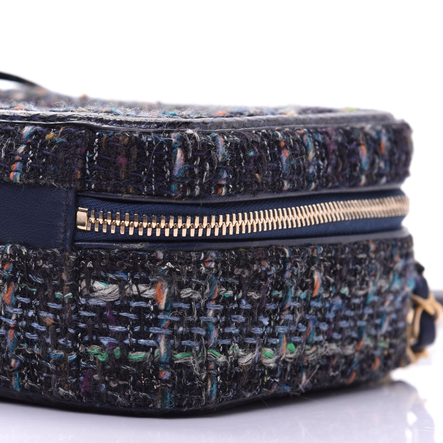 Chanel Tweed Snakeskin Quilted Medium CC Filigree Vanity Case Dark Navy 7 of 19