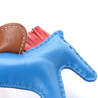 Hermes Milo Lambskin Grigri Rodeo Horse Bag Charm PM Blue Zanzibar Rose Texas Gold 4 of 5