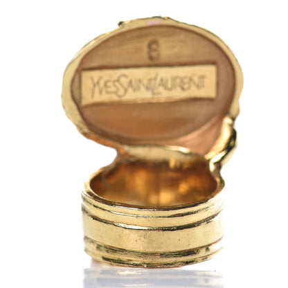 Saint Laurent Glass Cabochon Arty Ovale Ring 8 Gold Cream 3 of 4