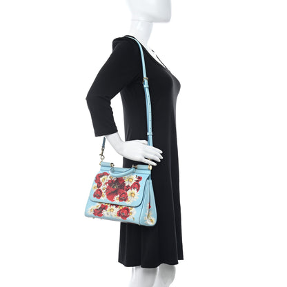 Dolce & Gabbana Dauphine St.Giap Papaveri Print Medium Miss Sicily Satchel Celeste 2 of 10