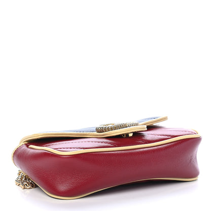 Gucci Azalea Calfskin Matelasse Diagonal Super Mini Torchon GG Marmont Shoulder Bag Blue Agata New Cherry Red Butter 4 of 9