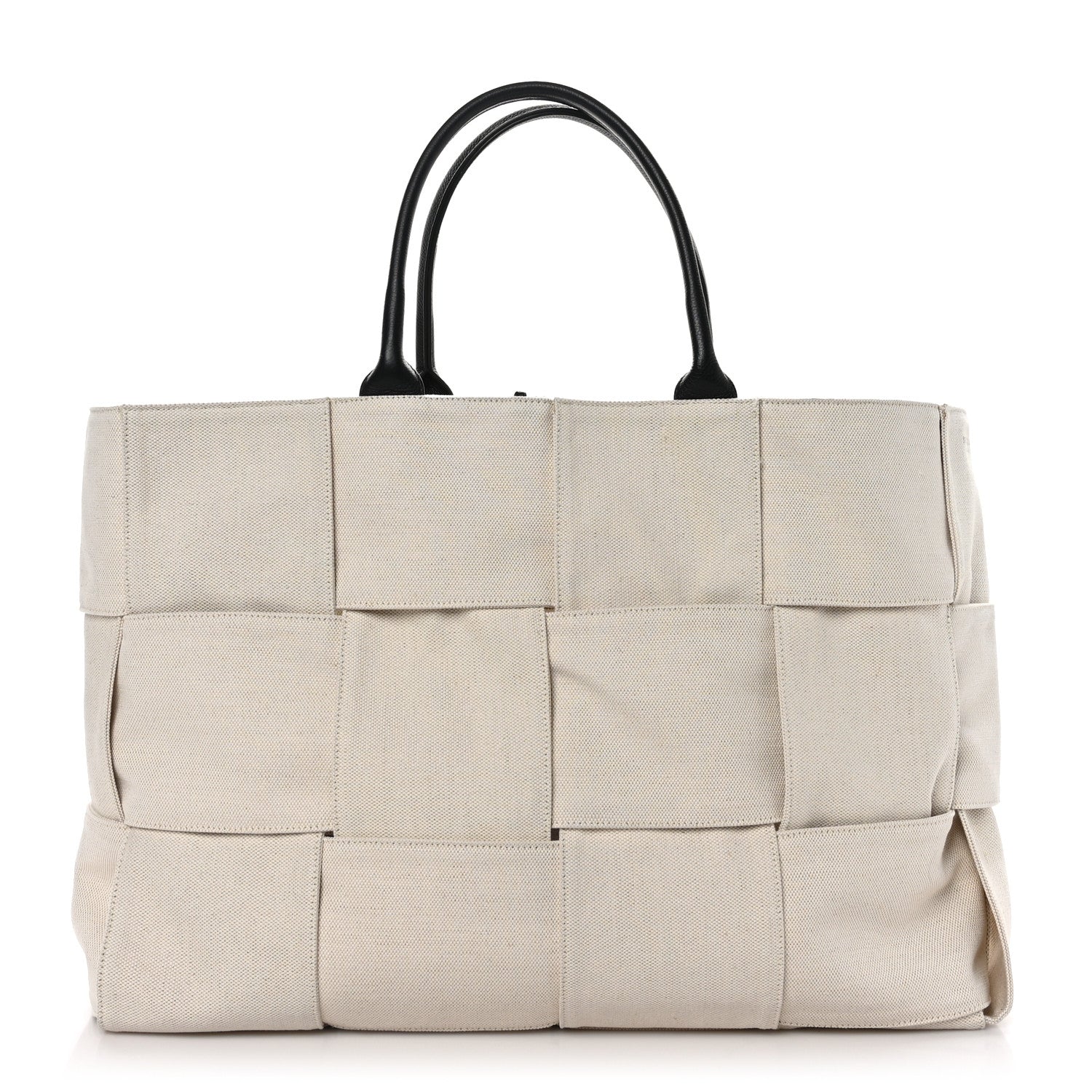 Bottega Veneta Canvas Intrecciato Large Arco Tote Beige Black 1 of 9