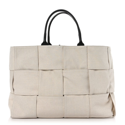 Bottega Veneta Canvas Intrecciato Large Arco Tote Beige Black 1 of 9