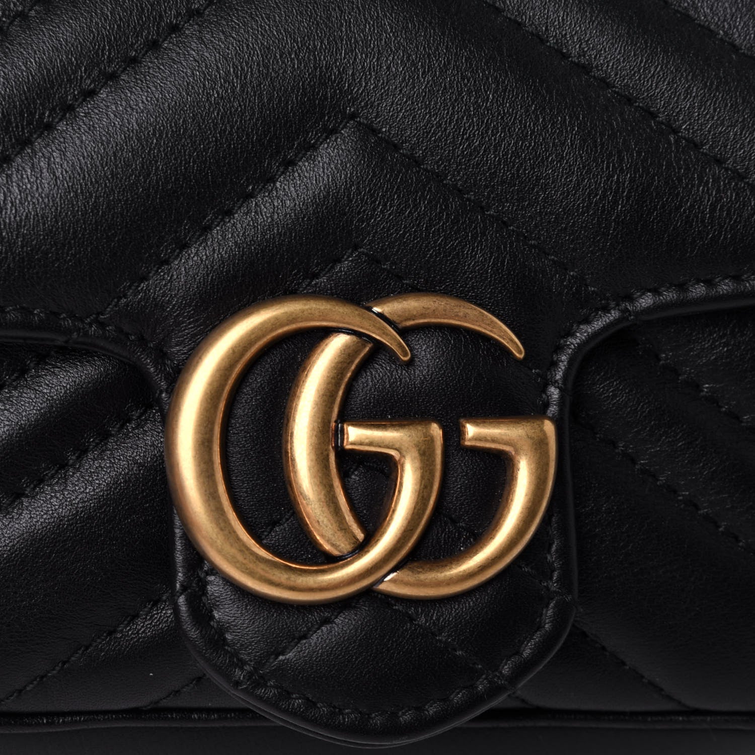 Gucci Calfskin Matelasse Super Mini GG Marmont Shoulder Bag Black 9 of 11
