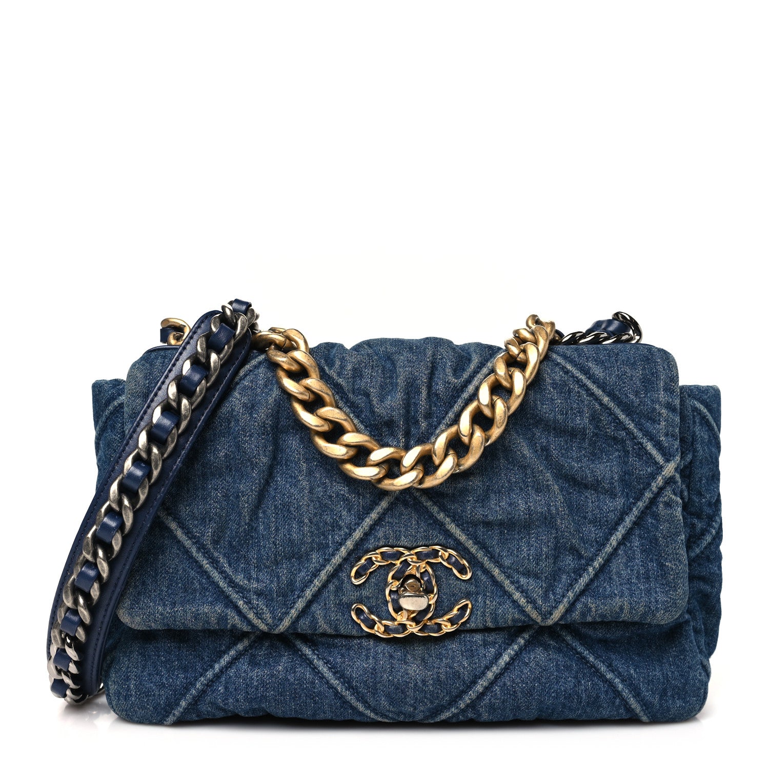 Chanel Denim Quilted Medium Chanel 19 Flap Blue 1 of 10
