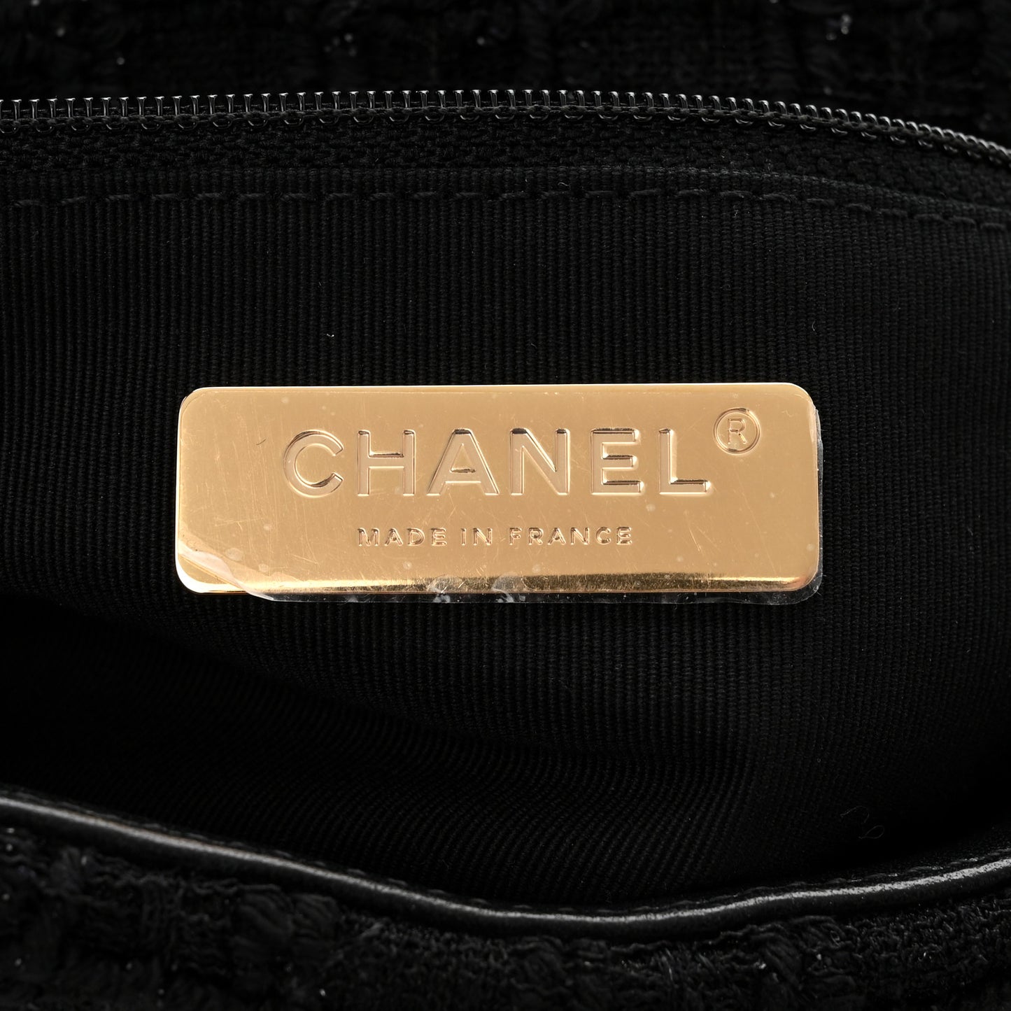 Tweed Quilted Medium Chanel 19 Flap Black
